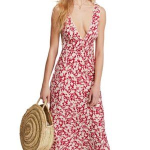 Free People Ohh La La Bias Midi Dress Red Extra Small 4